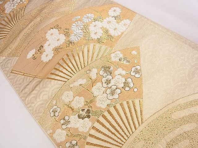 平和屋着物◎西陣 まいづる謹製 六通柄袋帯 扇面草花文 逸品 CAAD1134eg