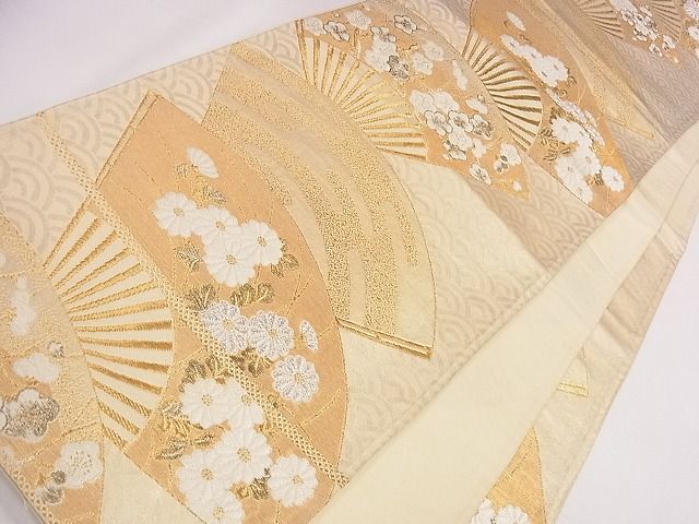 平和屋着物◎西陣 まいづる謹製 六通柄袋帯 扇面草花文 逸品 CAAD1134eg