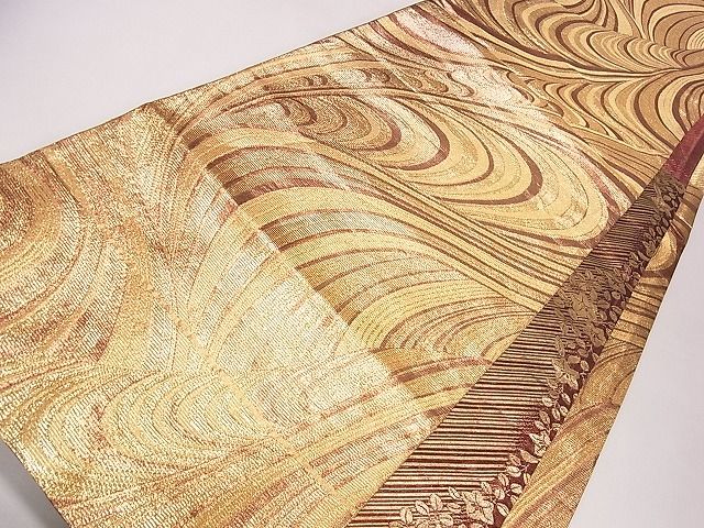 平和屋着物◎西陣 六通柄袋帯 流水文 金糸 逸品 CAAD1264eg