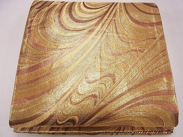 平和屋着物◎西陣 六通柄袋帯 流水文 金糸 逸品 CAAD1264eg
