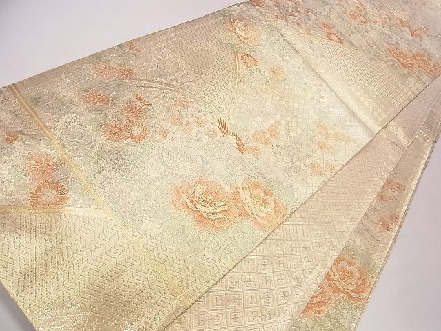 平和屋着物◎本佐賀錦 六通柄袋帯 宝珠 尾長鳥鳥草花文 九百錦 逸品 CAAD1270eg