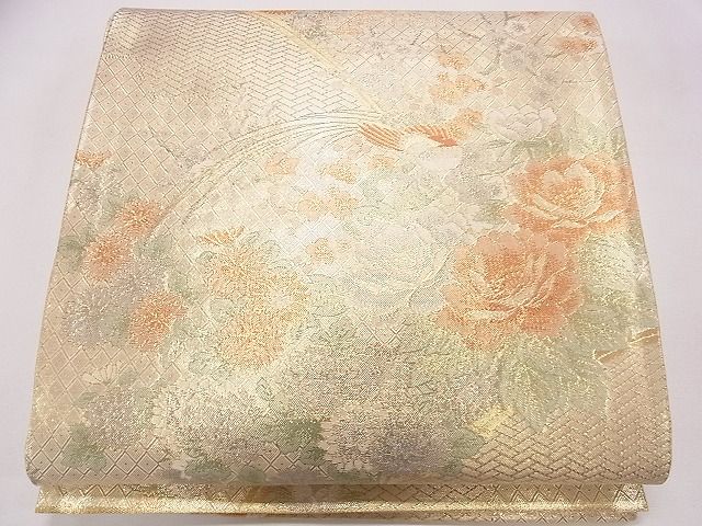 平和屋着物◎本佐賀錦 六通柄袋帯 宝珠 尾長鳥鳥草花文 九百錦 逸品 CAAD1270eg