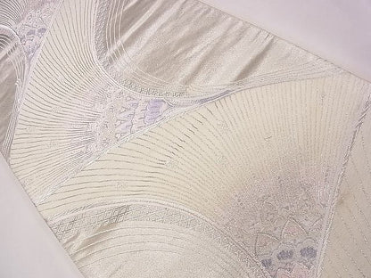 平和屋着物◎六通柄袋帯 唐織 孔雀花文 プラチナ参重織 逸品 CAAD1273eg