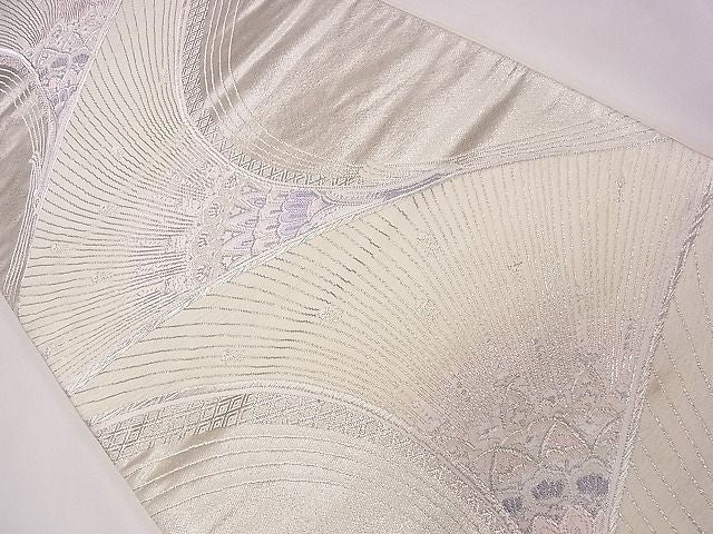 平和屋着物◎六通柄袋帯 唐織 孔雀花文 プラチナ参重織 逸品 CAAD1273eg