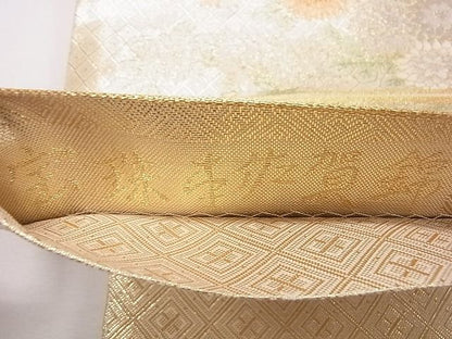 平和屋着物◎本佐賀錦 六通柄袋帯 宝珠 尾長鳥鳥草花文 九百錦 逸品 CAAD1270eg