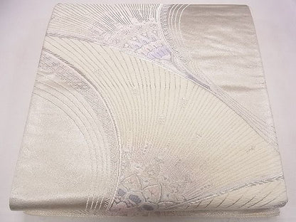 平和屋着物◎六通柄袋帯 唐織 孔雀花文 プラチナ参重織 逸品 CAAD1273eg