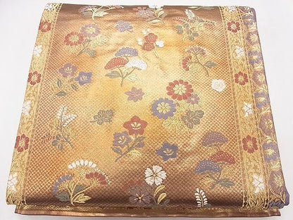 平和屋着物◎六通柄袋帯 唐織 草花文 金糸 逸品 CAAD1279eg