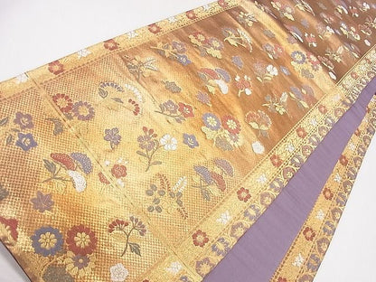 平和屋着物◎六通柄袋帯 唐織 草花文 金糸 逸品 CAAD1279eg