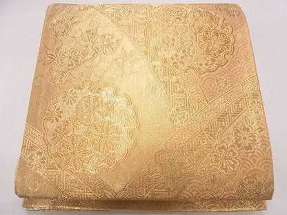 平和屋着物◎六通柄袋帯 雪輪吉祥花文 金糸 逸品 CAAD1280eg