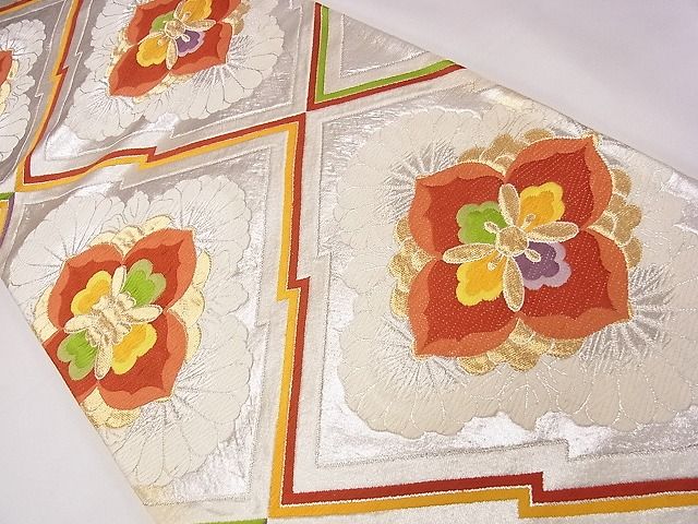 平和屋着物◎六通柄袋帯 唐織 松皮菱花文 金銀糸 逸品 CAAD1283eg