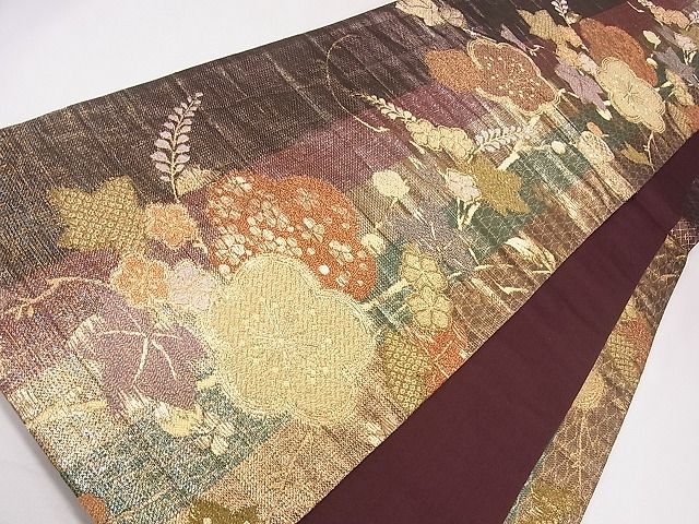 平和屋着物◎六通柄袋帯 枝花文 金糸 逸品 CAAD1290eg