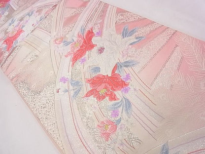 平和屋着物◎六通柄袋帯 草花文 金銀糸 逸品 CAAD1303eg