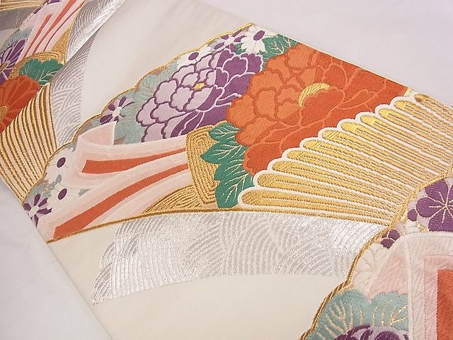 平和屋着物◎六通柄袋帯　唐織　束ね熨斗花文　金銀糸　逸品　CAAD1351eg
