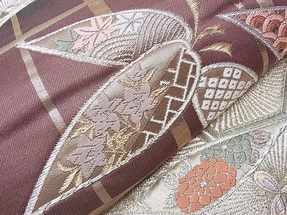 平和屋着物■六通柄袋帯 唐織 草花亀甲文 金銀糸 逸品 CAAD7661hy