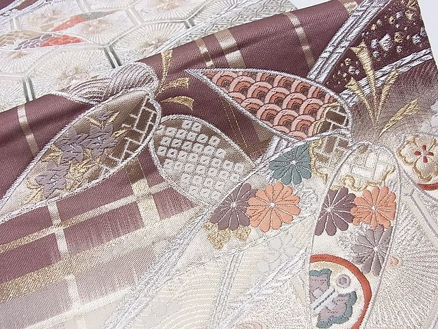 平和屋着物■六通柄袋帯 唐織 草花亀甲文 金銀糸 逸品 CAAD7661hy