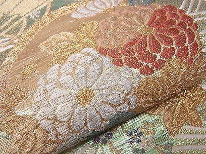 平和屋着物■六通柄袋帯 流水草花文 金銀糸 逸品 CAAD7672hy