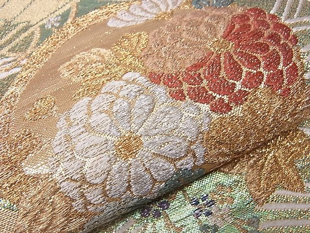 平和屋着物■六通柄袋帯 流水草花文 金銀糸 逸品 CAAD7672hy