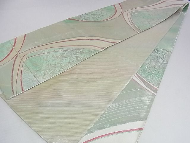 平和屋着物◎六通柄袋帯 草花文 銀糸 正絹 逸品 AAAG9508Apf
