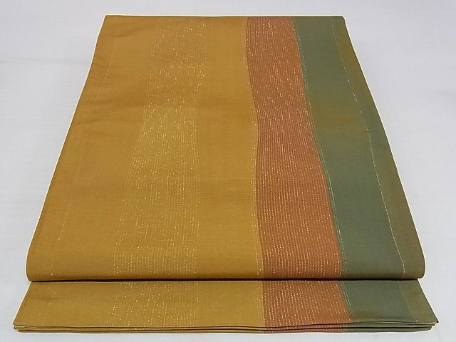 平和屋着物◎全通柄袋帯　間道　銀糸　正絹　逸品　AAAG9509Apf
