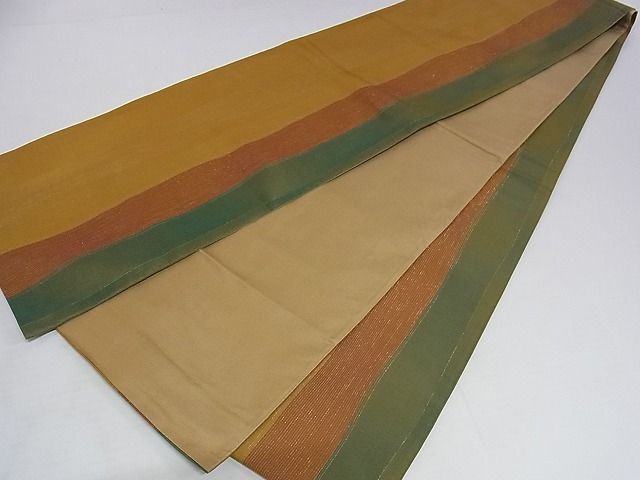 平和屋着物◎全通柄袋帯　間道　銀糸　正絹　逸品　AAAG9509Apf