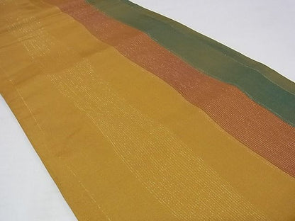 平和屋着物◎全通柄袋帯　間道　銀糸　正絹　逸品　AAAG9509Apf