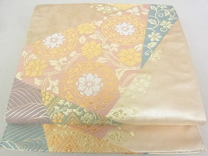 平和屋着物◎六通柄袋帯 花蝶唐草文 金銀糸 逸品 DAAD8203cm
