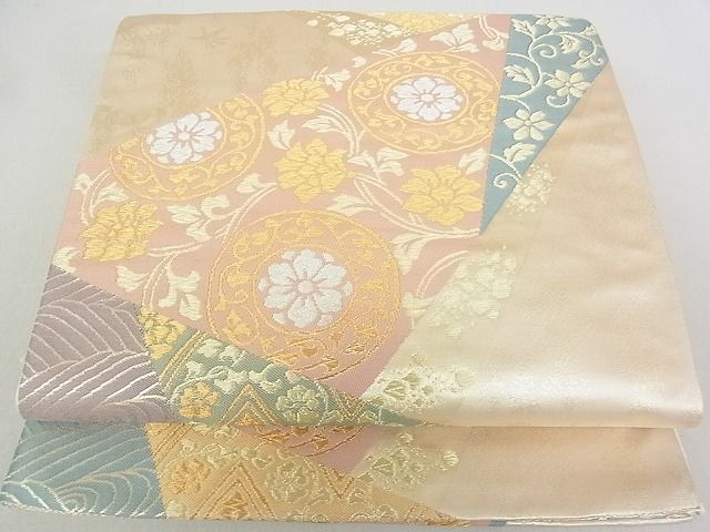 平和屋着物◎六通柄袋帯 花蝶唐草文 金銀糸 逸品 DAAD8203cm