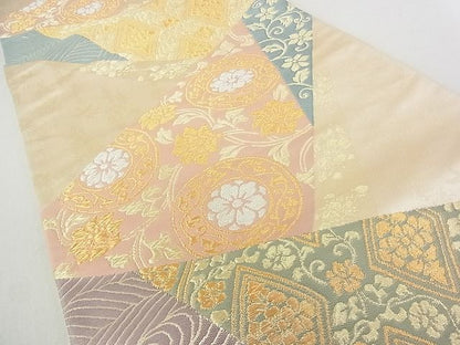 平和屋着物◎六通柄袋帯 花蝶唐草文 金銀糸 逸品 DAAD8203cm