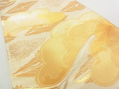 平和屋着物◎六通柄袋帯 双鶴菱松文 金銀糸 逸品 DAAD8219cm