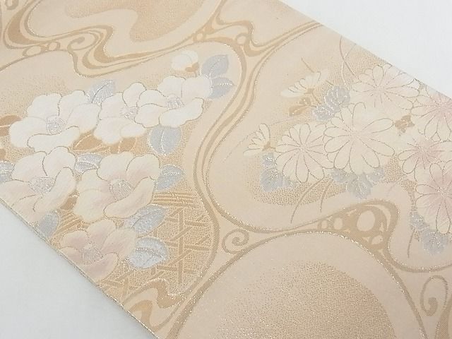 平和屋着物◎六通柄袋帯　唐織　流水花籬文　金銀糸　正絹　逸品　AAAG5431Ast