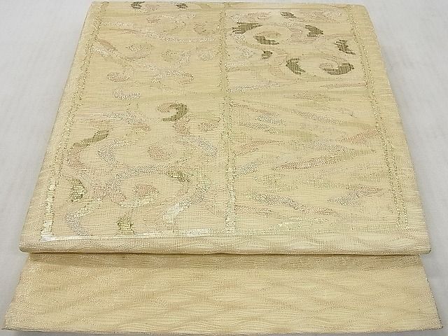 平和屋着物■夏物　六通太鼓柄袋帯　櫛織　唐草文　金糸　逸品　DAAE7003ea