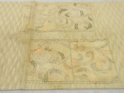 平和屋着物■夏物　六通太鼓柄袋帯　櫛織　唐草文　金糸　逸品　DAAE7003ea