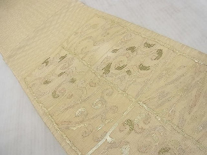 平和屋着物■夏物　六通太鼓柄袋帯　櫛織　唐草文　金糸　逸品　DAAE7003ea