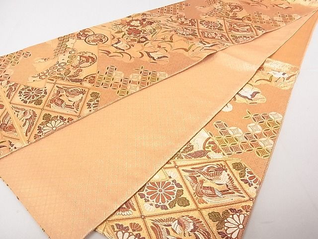 平和屋着物◎佐賀錦 六通柄袋帯 吉祥花鳥文 金糸 逸品 DAAE0183yyy