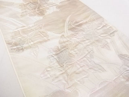 平和屋着物◎六通柄袋帯 草花雲文 銀糸 逸品 DAAE0192yyy