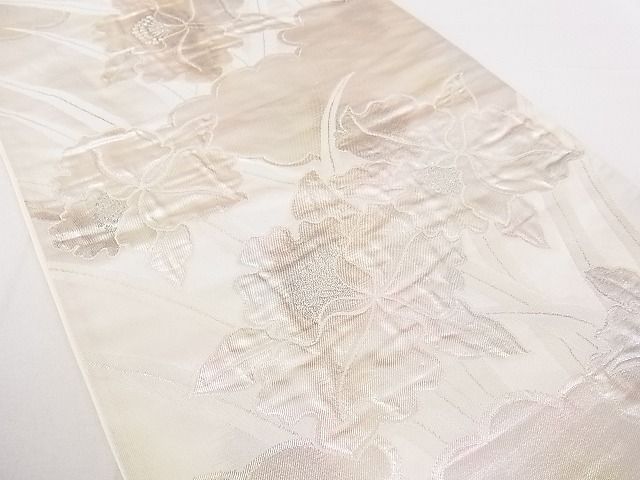 平和屋着物◎六通柄袋帯 草花雲文 銀糸 逸品 DAAE0192yyy