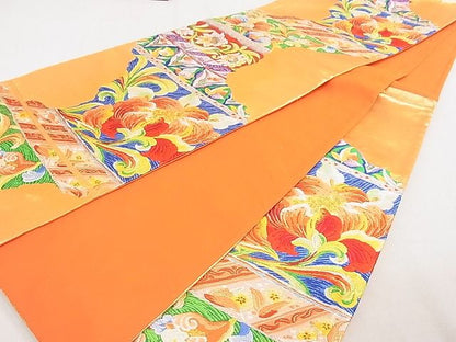 平和屋着物◎六通柄袋帯 唐織 曲水更紗文 金銀糸 逸品 DAAE0261yyy
