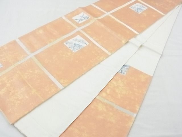 平和屋着物◎六通柄袋帯　唐織　松竹格子柄　金銀糸　逸品　BAAE5514ns