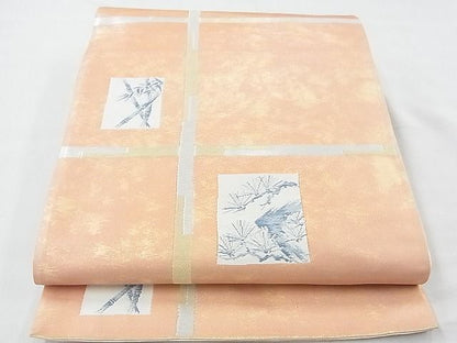 平和屋着物◎六通柄袋帯　唐織　松竹格子柄　金銀糸　逸品　BAAE5514ns