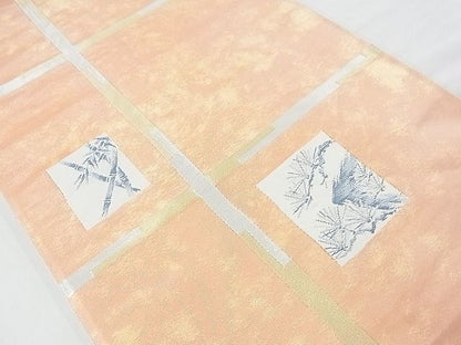 平和屋着物◎六通柄袋帯　唐織　松竹格子柄　金銀糸　逸品　BAAE5514ns