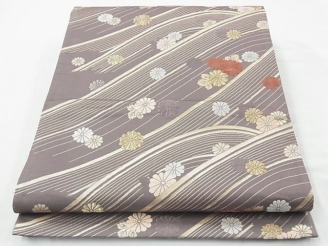 平和屋着物◎六通柄袋帯 唐織 菊水文 金糸 逸品 BAAE5523ns