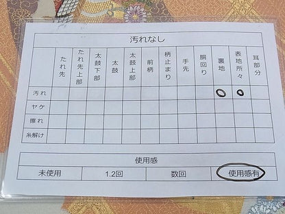 平和屋着物◎太鼓柄袋帯 唐織 綴れ 菱天井地紙御所車花文 金銀糸 逸品 BAAE6236ph