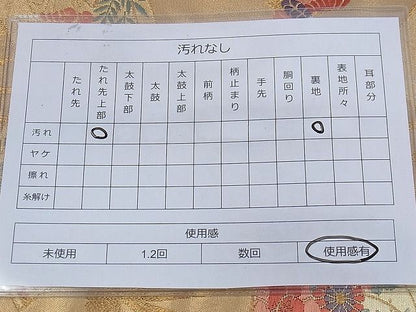 平和屋着物◎六通柄袋帯 唐織 扇面飛鶴花文 金糸 逸品 BAAE6251ph