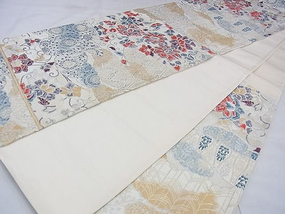 平和屋着物◎六通柄袋帯 唐織 雲取有職花唐草文 九百錦 銀糸 逸品 BAAE6268ph