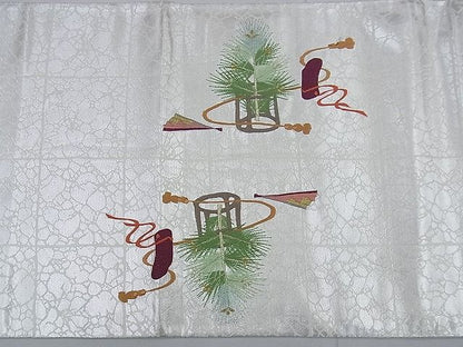 平和屋着物◎太鼓柄袋帯 総刺繍 熊野 金糸 逸品 BAAE6315ph