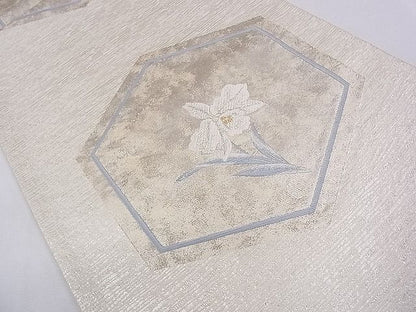 平和屋着物◎六通柄袋帯 唐織 亀甲草花文 金銀糸 逸品 CAAD9043dx