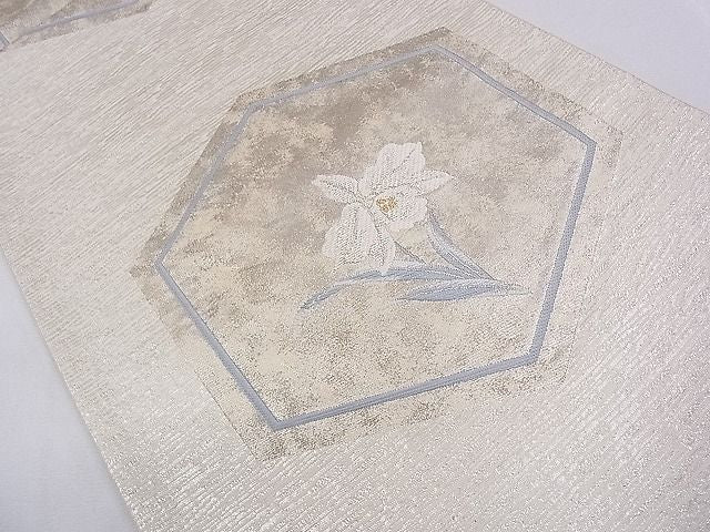 平和屋着物◎六通柄袋帯 唐織 亀甲草花文 金銀糸 逸品 CAAD9043dx
