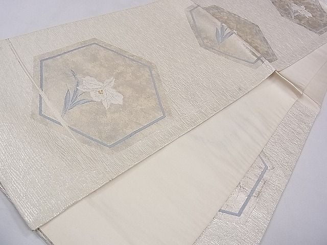 平和屋着物◎六通柄袋帯 唐織 亀甲草花文 金銀糸 逸品 CAAD9043dx