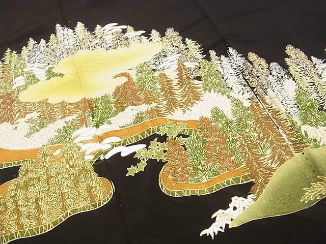 平和屋着物■豪華黒留袖　雲重ね樹林文　金彩　逸品　BAAE2110xi
