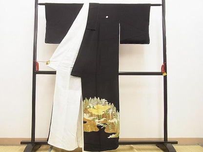 平和屋着物■豪華黒留袖　雲重ね樹林文　金彩　逸品　BAAE2110xi